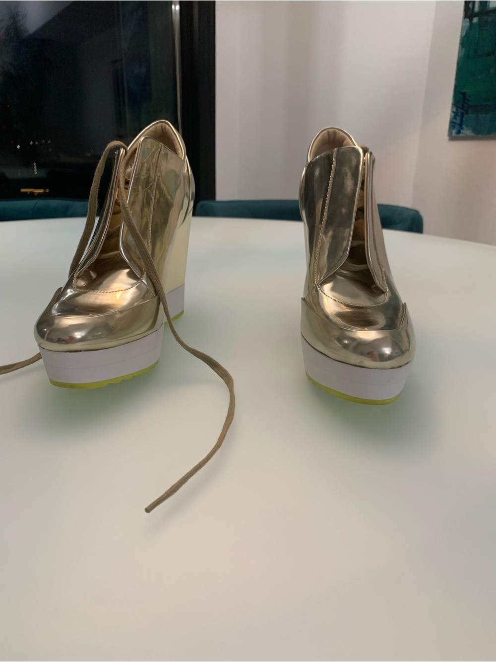 Boutique 9 Metallic Gold Platform Wedge Lace-Up Heels - Women's